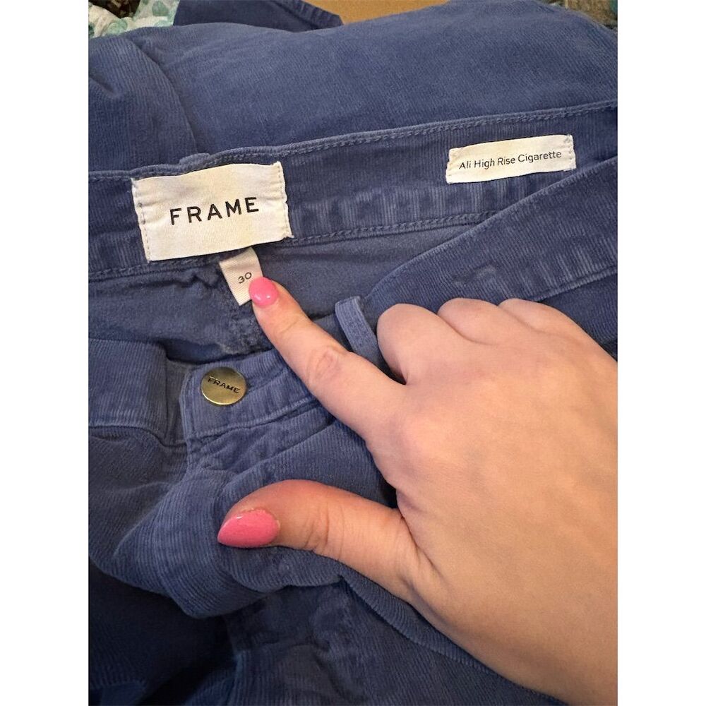 FRAME Women's High Rise Cigarette Corduroy Pants Blue Size 30 - Picture 3 of 12